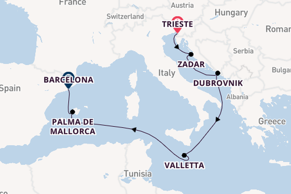 Mediterranean Sea from Trieste, Italy with the Queen Victoria