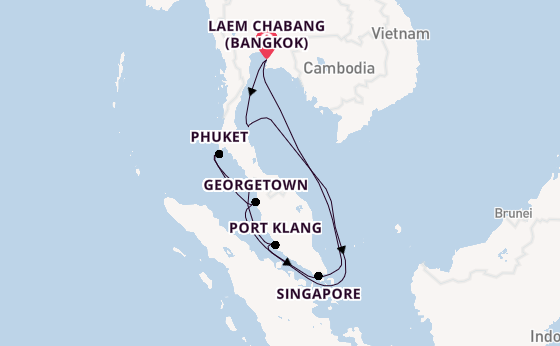 Zuidoost-Azië vanaf Laem Chabang (Bangkok), Thailand met AIDAstella