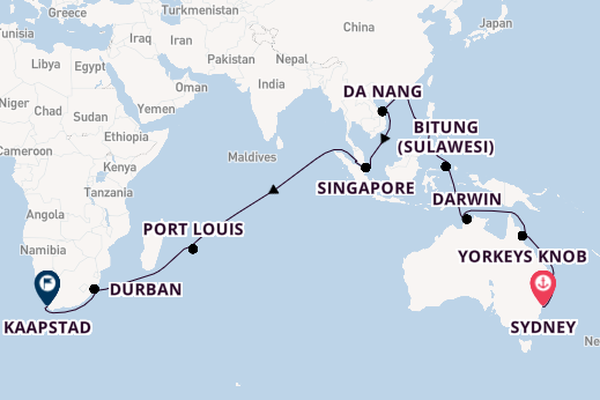Australië vanaf Sydney, Australië met de Queen Mary 2
