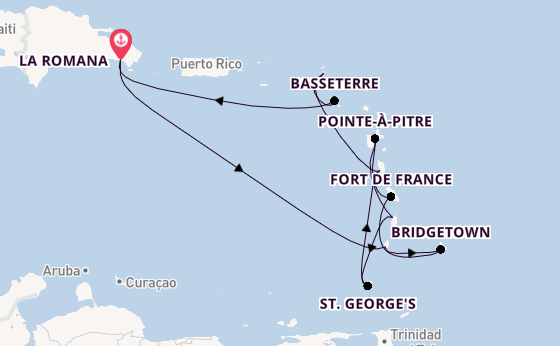 Karibik ab La Romana, Dominikanische Republik auf der Mein Schiff 4