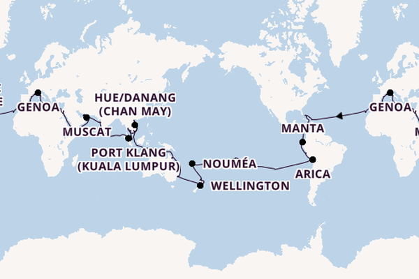 Round-the-World Trip from Marseille, France with the MSC Magnifica