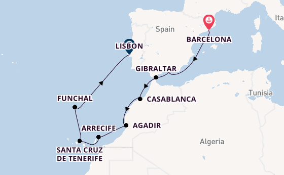Western Mediterranean from Barcelona, Spain with the Norwegian Star