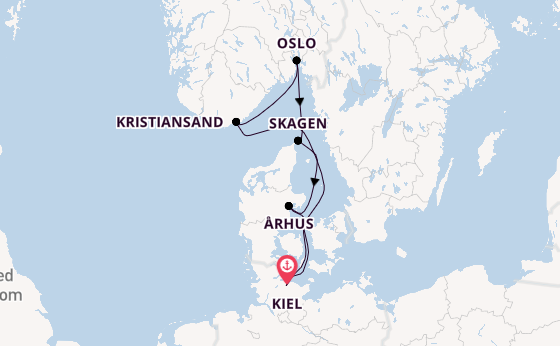 Noorwegen vanaf Kiel, Duitsland met AIDAperla