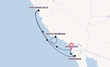 USA West Coast from San Diego, California, USA with the Koningsdam