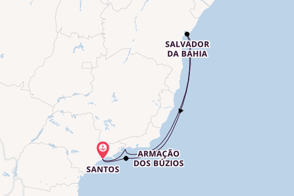 Brazilië vanaf Santos, Brazilië met de MSC Preziosa