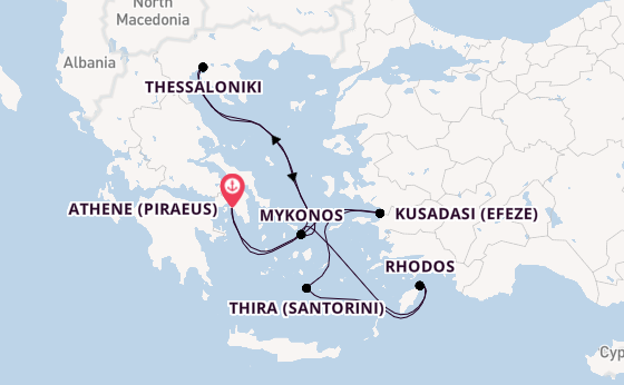 Oostelijke Middellandse Zee vanaf Athene (Piraeus), Griekenland met de Celebrity Infinity