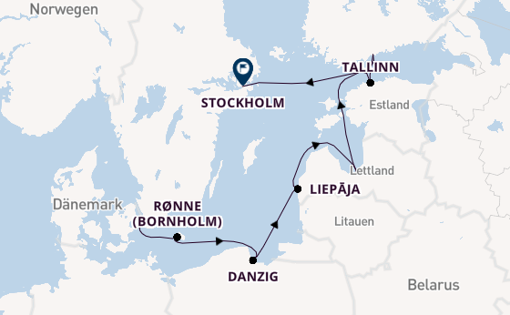 Ostsee ab Kopenhagen, Dänemark auf der Silver Dawn