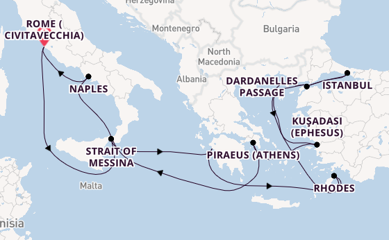 Mediterranean from Rome (Civitavecchia), Italy with the Queen Elizabeth