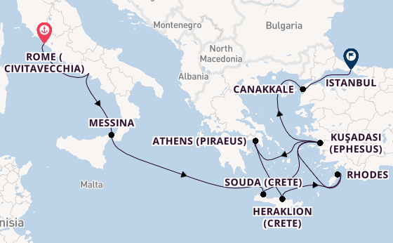 Mediterranean Sea from Rome (Civitavecchia), Italy with the Viking Saturn