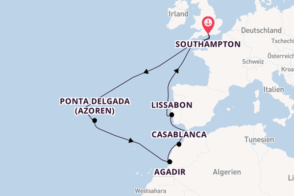 Portugal ab Southampton, Großbritannien auf der Queen Victoria