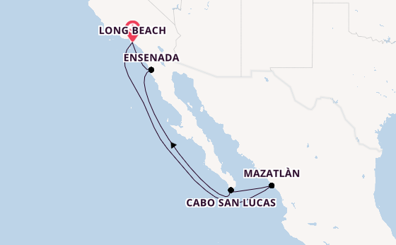 Mexican Riviera from Long Beach, California, USA with the Carnival Firenze