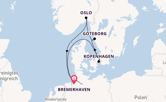 Norwegen ab Bremerhaven, Deutschland auf der Amera