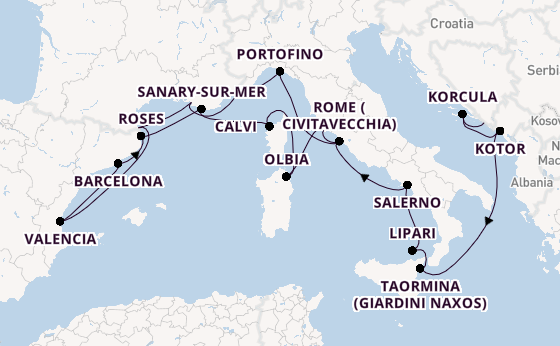 Western Mediterranean from Dubrovnik, Croatia with the Seabourn Ovation 