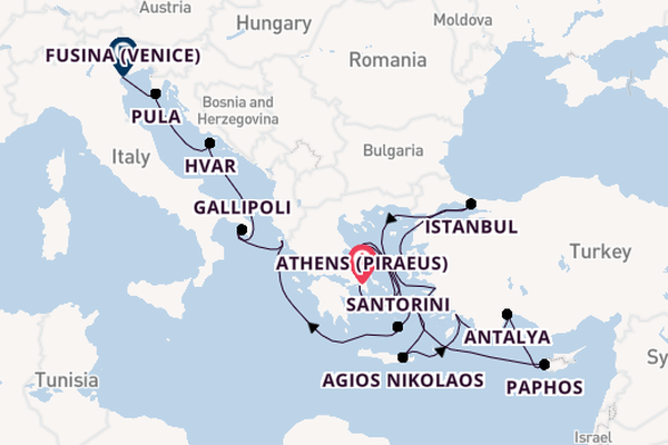 Eastern Mediterranean from Athens (Piraeus), Greece with the EXPLORA I