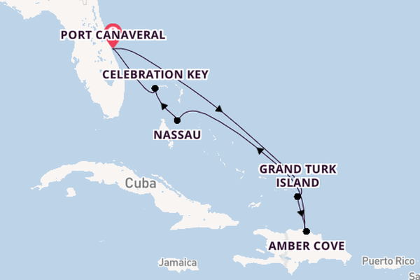 Caribbean from Port Canaveral, Florida, USA with the Carnival Mardi Gras