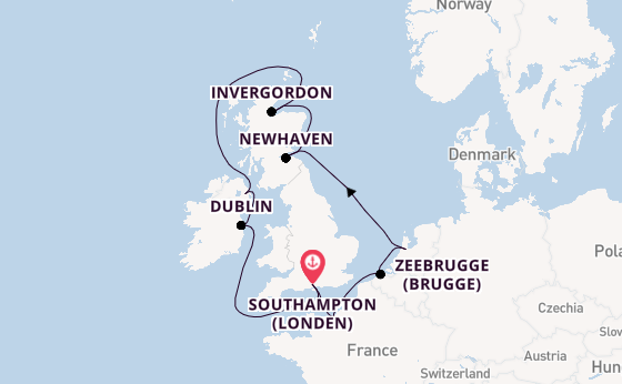 Britse Eilanden vanaf Southampton (Londen), Engeland met de Norwegian Star