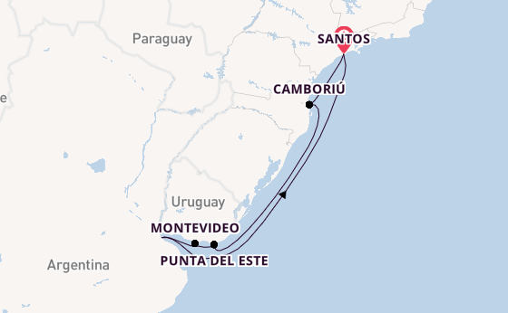 Zuid-Amerika vanaf Santos, Brazilië met de MSC Seaview