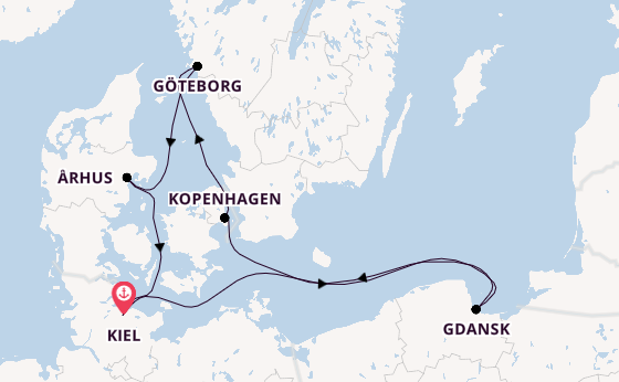 Oostzee vanaf Kiel, Duitsland met AIDAprima