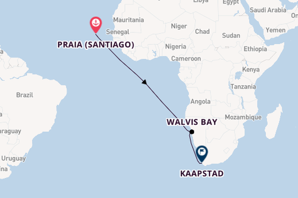 Zuidelijk Afrika vanaf Praia (Santiago), Kaapverdië met AIDAprima