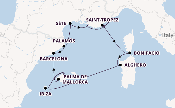 Western Mediterranean from Nice, France with the Silver Shadow