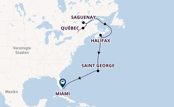 Nordamerika ab Montreal, Kanada auf der Aurelia