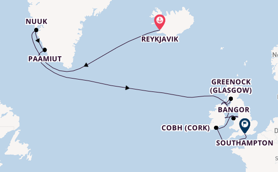 Britische Inseln ab Reykjavik, Island auf der Seven Seas Mariner