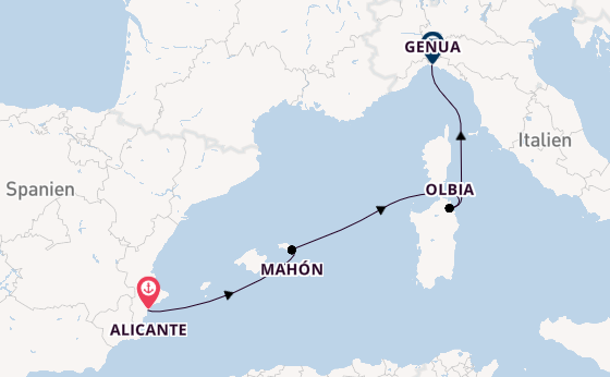 Westliches Mittelmeer ab Alicante, Spanien auf der MSC Opera