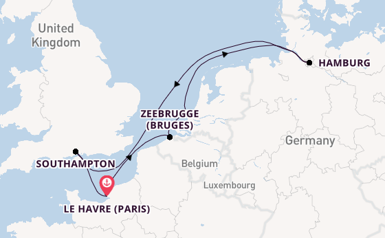 British Isles from Le Havre (Paris), France with the MSC Preziosa
