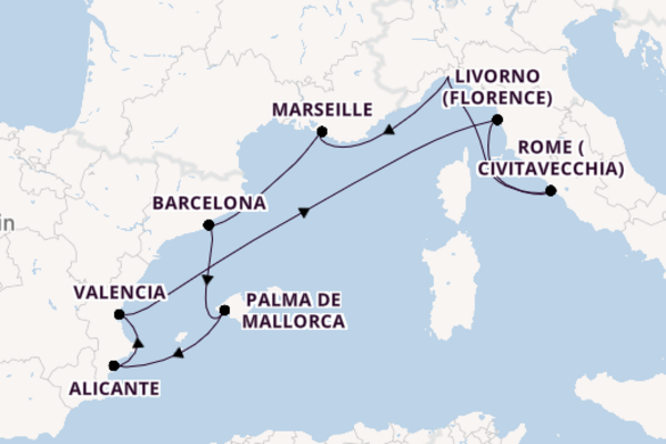 Western Mediterranean from Genoa, Italy with the MSC Splendida