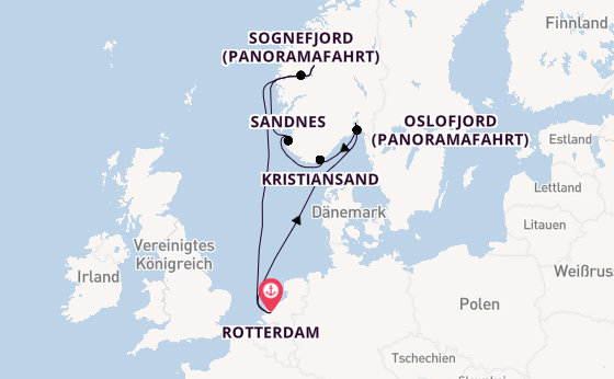 Norwegen ab Rotterdam, Niederlande auf der Rotterdam