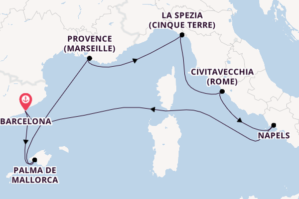 Westelijke Middellandse Zee vanaf Barcelona, Spanje met de Legend of the Seas