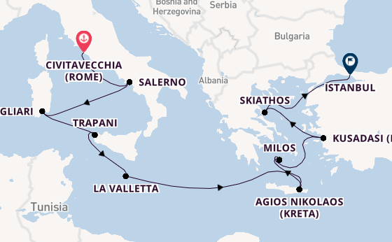 Middellandse Zee vanaf Civitavecchia (Rome), Italië met de Allura