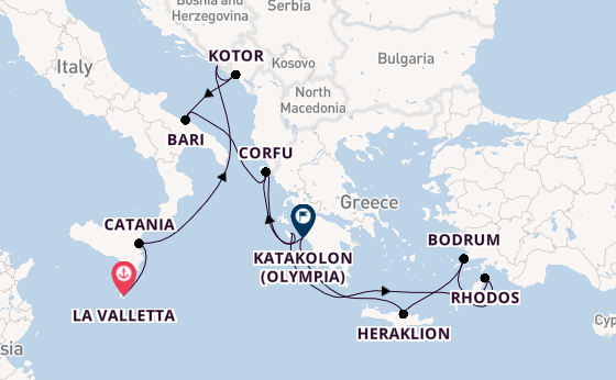 Oostelijke Middellandse Zee vanaf La Valletta, Malta met AIDAblu