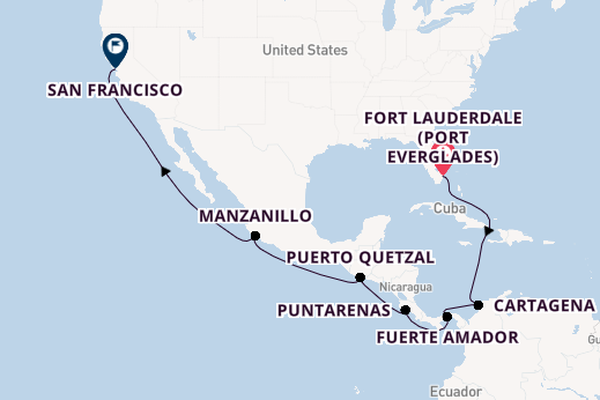 Central America from Fort Lauderdale (Port Everglades), Florida, USA with the Island Princess