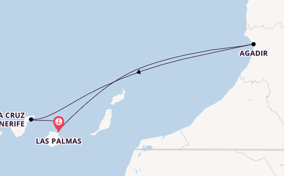 Canarische Eilanden vanaf Las Palmas, Gran Canaria, Spanje met de Costa Smeralda