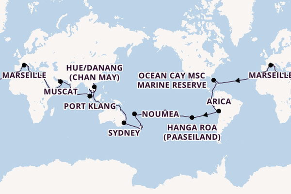 Wereldreizen vanaf Barcelona, Spanje met de MSC Magnifica