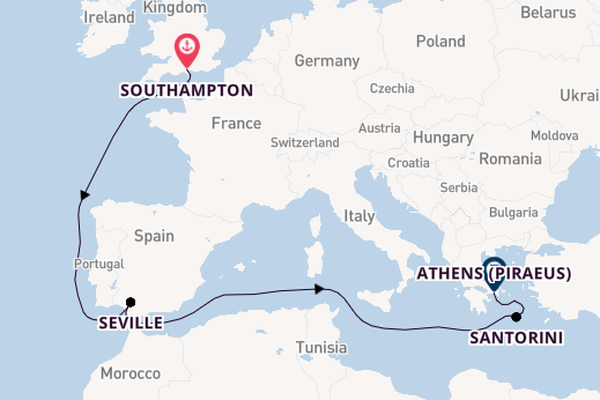 Eastern Mediterranean from Southampton, England with the Queen Anne