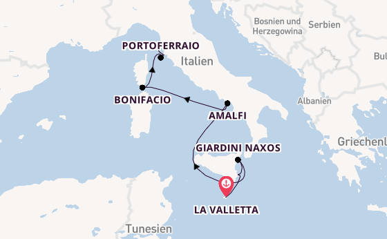Westliches Mittelmeer ab La Valletta, Malta auf der SEA CLOUD SPIRIT