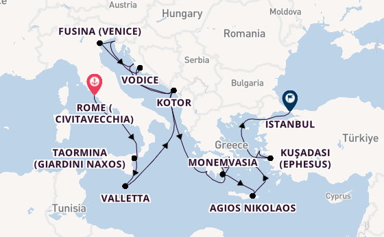 Mediterranean Sea from Rome (Civitavecchia), Italy with the Seabourn Ovation 