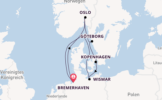 Norwegen ab Bremerhaven, Deutschland auf der Amera