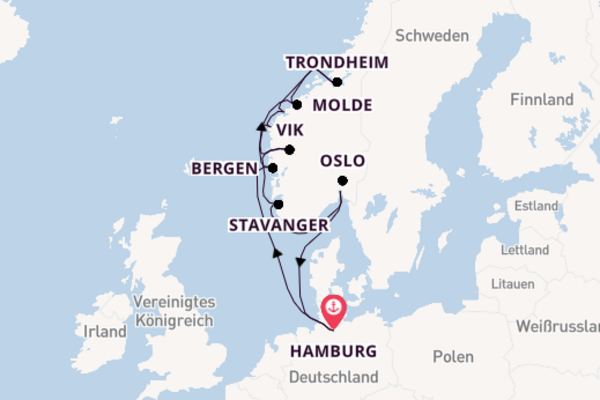 Norwegen ab Hamburg, Deutschland auf der MSC Preziosa