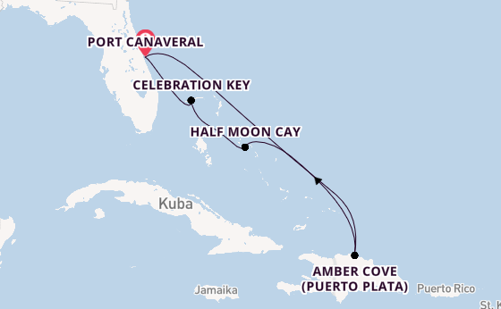 Karibik ab Port Canaveral, USA auf der Carnival Festivale