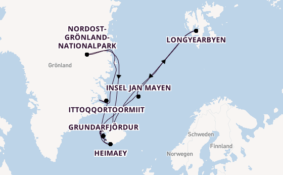Arktis ab Reykjavik, Island auf der Seabourn Pursuit