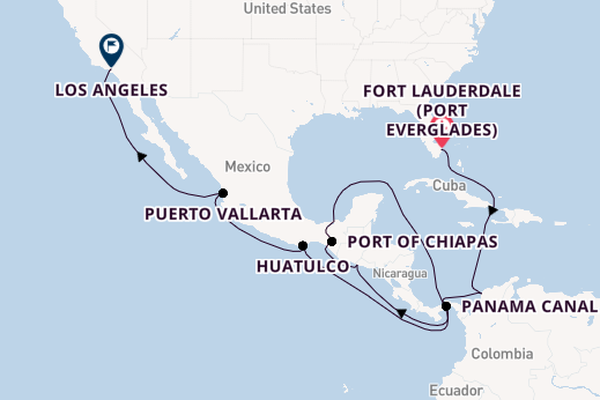 Central America from Fort Lauderdale (Port Everglades), Florida, USA with the Coral Princess