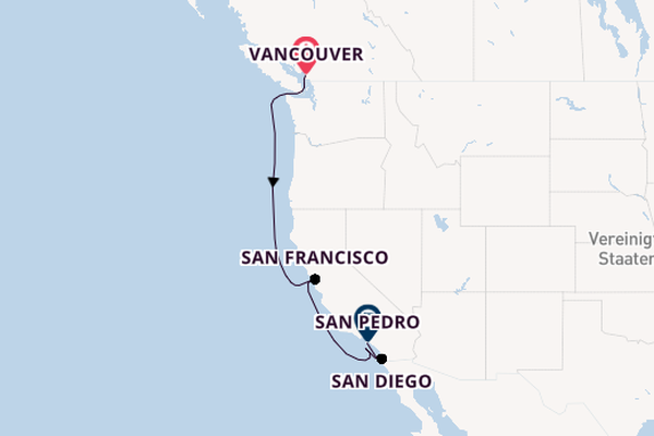 USA Westküste ab Vancouver, Kanada auf der Discovery Princess