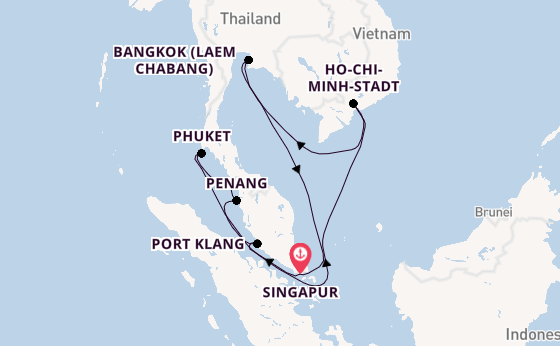 Südostasien ab Singapur, Singapur auf der Diamond Princess