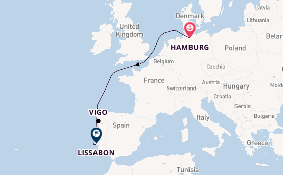 Portugal vanaf Hamburg, Duitsland met AIDAsol