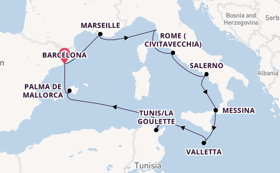 Western Mediterranean from Barcelona, Spain with the Norwegian Star