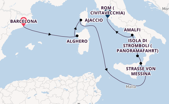 Westliches Mittelmeer ab Barcelona, Spanien auf der Queen Victoria