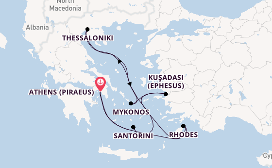 Eastern Mediterranean from Athens (Piraeus), Greece with the Celebrity Infinity